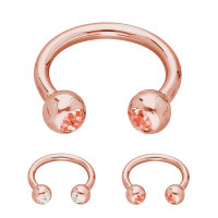 Piercing Hufeisen - Stahl - Rosegold - Kristalle