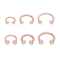 Piercing Hufeisen - Stahl - Rosegold - Kristalle