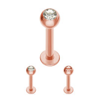Labret Piercing - Steel - Rose Gold - Crystal