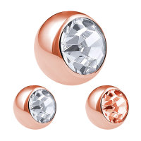 Piercing Ball - Steel - Rose Gold - with Screw - Crystal