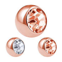 Piercing Kugel - Stahl - Rosegold - Kristall