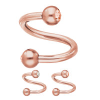 Piercing Spirale - Stahl - Rosegold - Kristalle