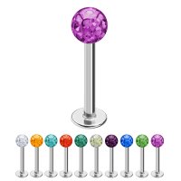 Piercing Labret - Stahl - Silber - Multikristall