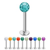 Piercing Labret - Stahl - Silber - Multikristall