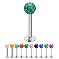 Piercing Labret - Stahl - Silber - Multikristall