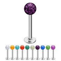 Piercing Labret - Stahl - Silber - Multikristall