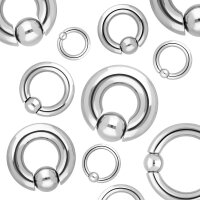 Silberner Piercing Klemmring mit Spring Ball Clip In