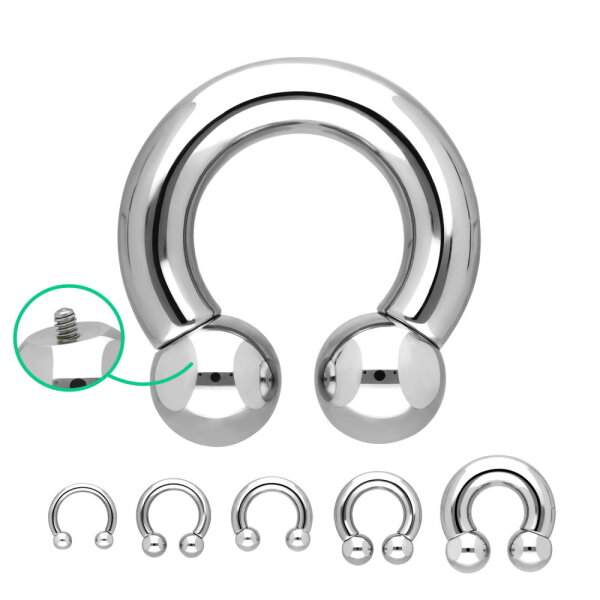 Silbernes Piercing Hufeisen mit Innengewinde