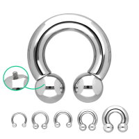 Silbernes Piercing Hufeisen mit Innengewinde