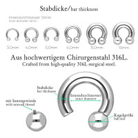 Silbernes Piercing Hufeisen mit Innengewinde