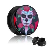 Picture Plug - Gewinde - La Catrina - Rot