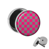 Motiv Fake Plug - Schachbrett - Pink-Grau