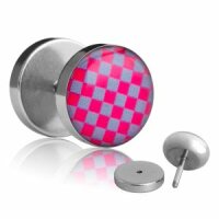 Motiv Fake Plug - Schachbrett - Pink-Grau