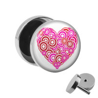 Motiv Fake Plug - Herz - Rosa