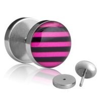 Motiv Fake Plug - Streifen - Pink-Schwarz