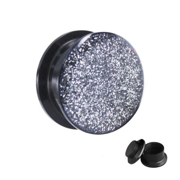 Ohr Plug - Glitter - Silber