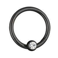 Segmentring Piercing - Clicker - Segmentklicker - Kristall - [38.] schwarz - 0.8 x 6 mm (Kugel: 3mm)