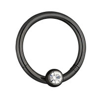 Segmentring Piercing - Clicker - Segmentklicker - Kristall - [52.] schwarz - 1.2 x 6 mm (Kugel: 3mm)