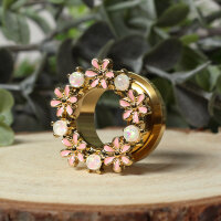 Goldener Flesh Tunnel mit Blumen und Perlen