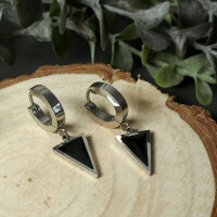 Creolen Ohrringe mit schwarzem Dreieck-Anhänger