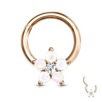 Segmentring-Clicker Piercing mit Opalith Blume
