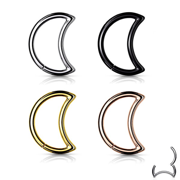 Halbmond Segmentring-Clicker Piercing in 4 Farben