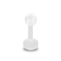 Labret Piercing aus Kunststoff 1,6 x 8 mm (Kugel: 4mm) klar / durchsichtig