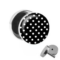 Motiv Fake Plug - Polka Dots - Schwarz