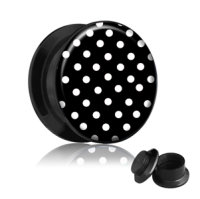 Picture Plug - Gewinde - Polka Dots - Schwarz