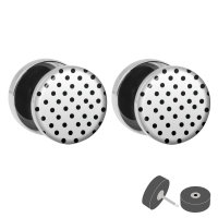 Silberner Fake Plug - Polka Dots Weiß - Motiv Ohrstecker