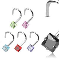 Nose Stud curved - Crystal - Square