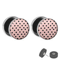 Silberner Fake Plug - Polka Dots Rosa - Motiv Ohrstecker