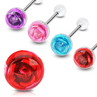 Piercing Stab mit Kugel - Rose