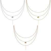 Mehrreihige Halskette mit Platte, Stab und Perlen