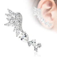 Silberner Ear Cuff Ohrstecker mit Flügel