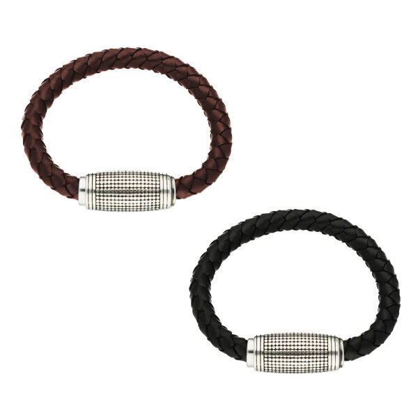 Geflochtenes Leder-Armband mit Magnetverschluss