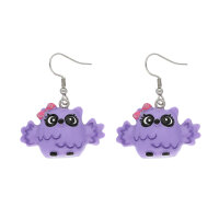 Dangle Earrings - Owl - Purple