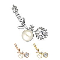 Ohrstecker Blume mit Kristallen und Perle