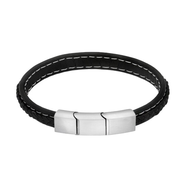 Geflochtenes Leder-Armband mit 2-Glieder Magnetverschluss