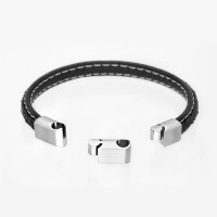 Geflochtenes Leder-Armband mit 2-Glieder Magnetverschluss