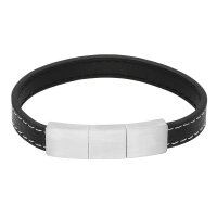 Leder-Armband schmal, schwarz mit Magnetverschluss