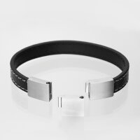 Leder-Armband schmal, schwarz mit Magnetverschluss