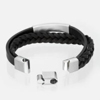 Leder-Armband 2-reihig mit Platte und Magnetverschluss