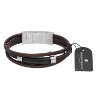 Leder-Armband 3-reihig mit Perlen und Magnetverschluss