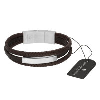 Leder-Armband 3-reihig mit Platte und Magnetverschluss