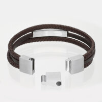 Leder-Armband 3-reihig mit Platte und Magnetverschluss