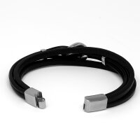 Leder-Armband 4-reihig mit Verzierung und Magnetverschluss aus Edelstahl