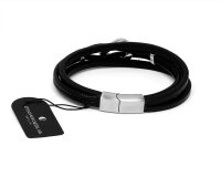 Leder-Armband 4-reihig mit Verzierung und Magnetverschluss aus Edelstahl