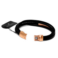 Leder-Armband mit Platte und Magnetverschluss in Rosegold
