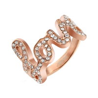 Roségoldener Ring mit "Love" und Kristallen